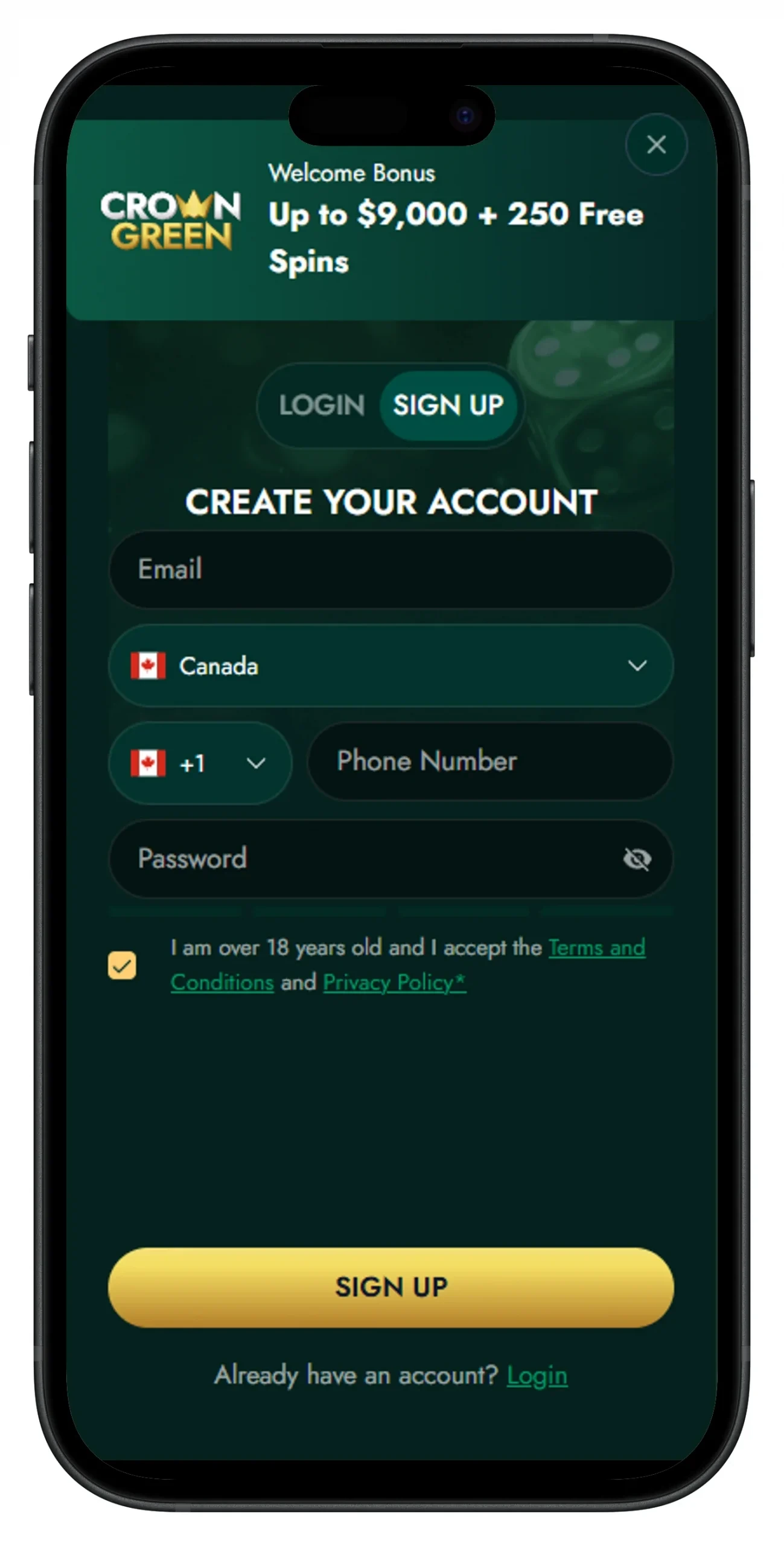 How to Register Crowngreen Casino App?